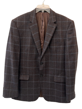 Lauren Ralph Lauren Black Label 100% Wool Brown Windowpane Sport Coat Blazer 44R
